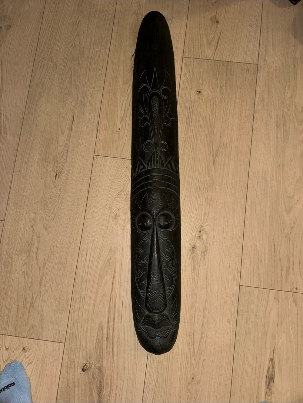 Vintage Hand-Carved Wooden Mask 40” x 6” Wall Decor. World Market 1970’s